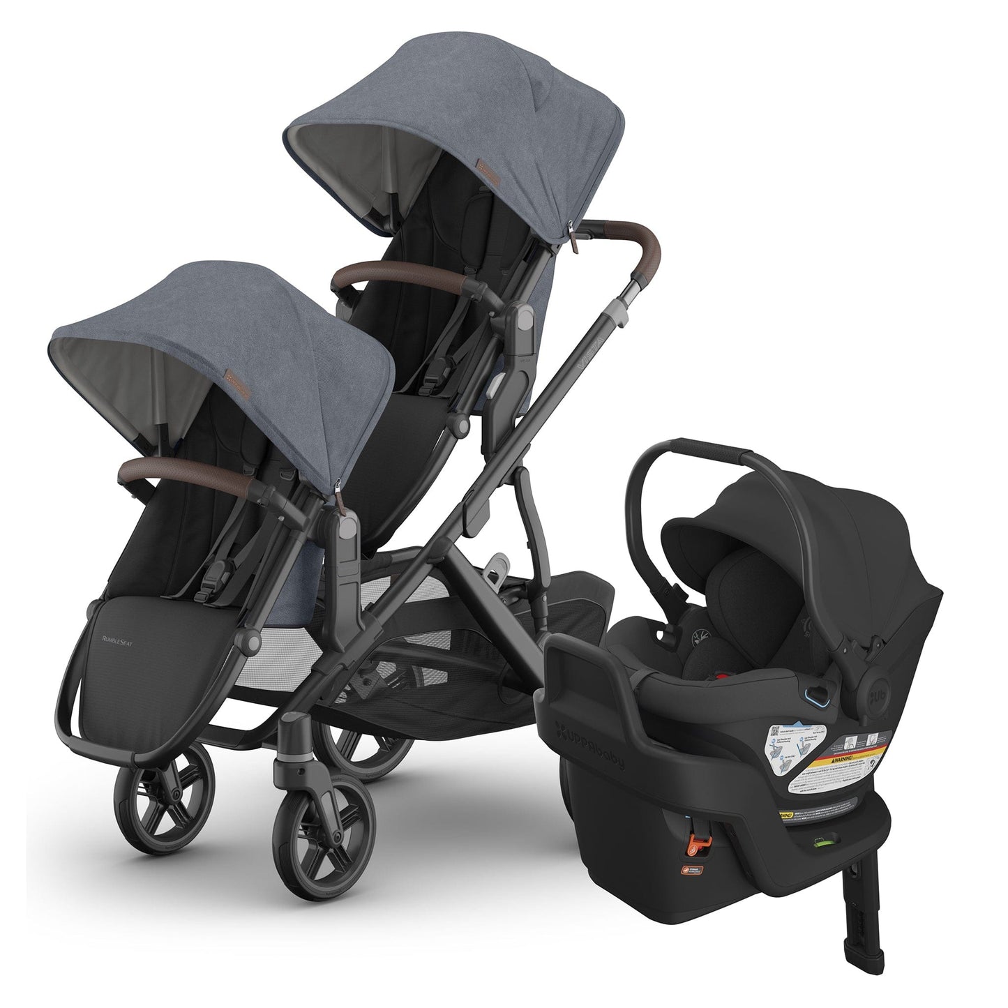 UPPAbaby Vista V3 Double Stroller with RumbleSeat V3 + Aria Travel System Bundle - Julian / Jake - DBL-V3-TRVL-ARIA-0303-VSO-NA-JUL