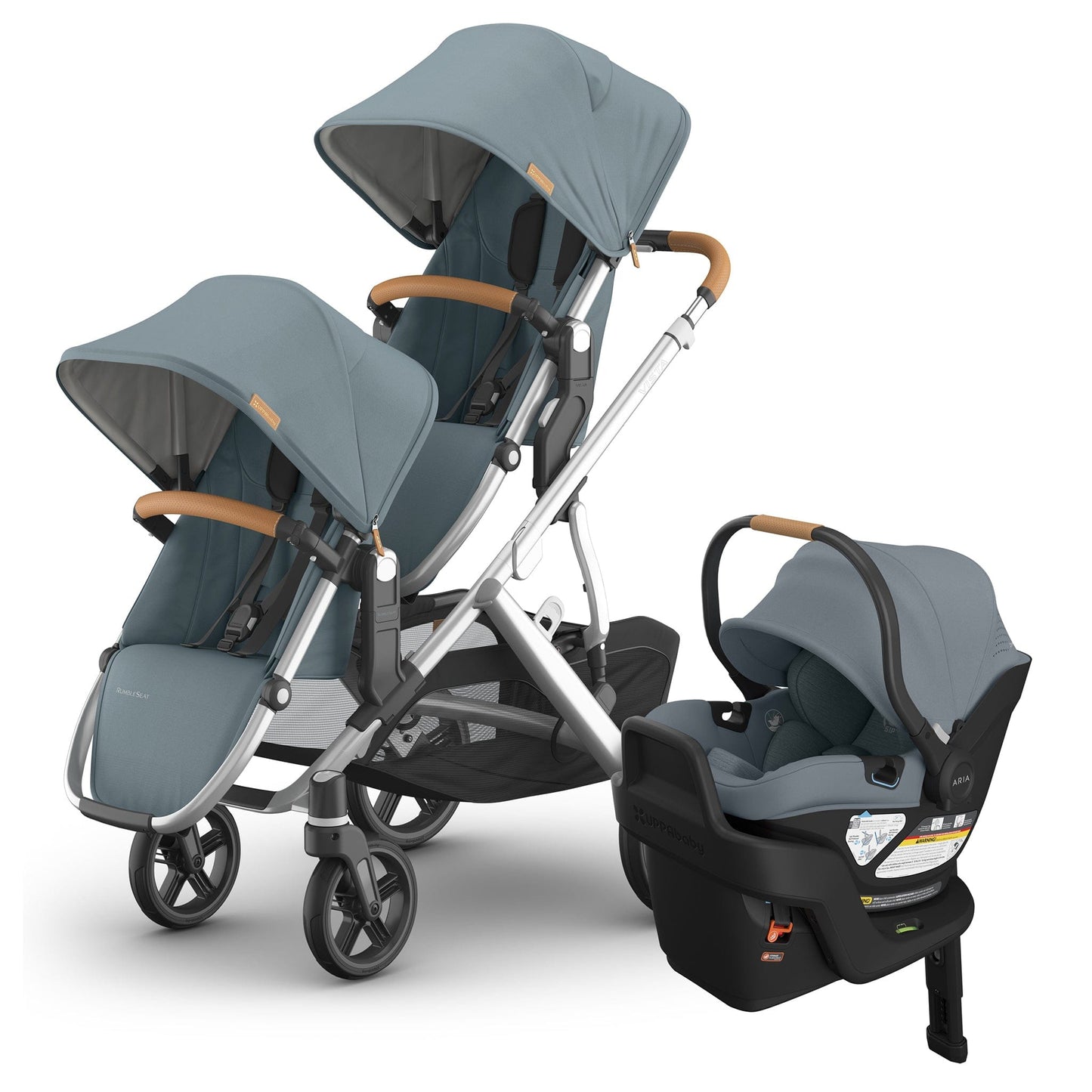 UPPAbaby Vista V3 Double Stroller with RumbleSeat V3 + Aria V2 Travel System Bundle - Callum / Callum - DBL-V3-TRVL-ARIA-V2-0303-VSO-NA-CLM