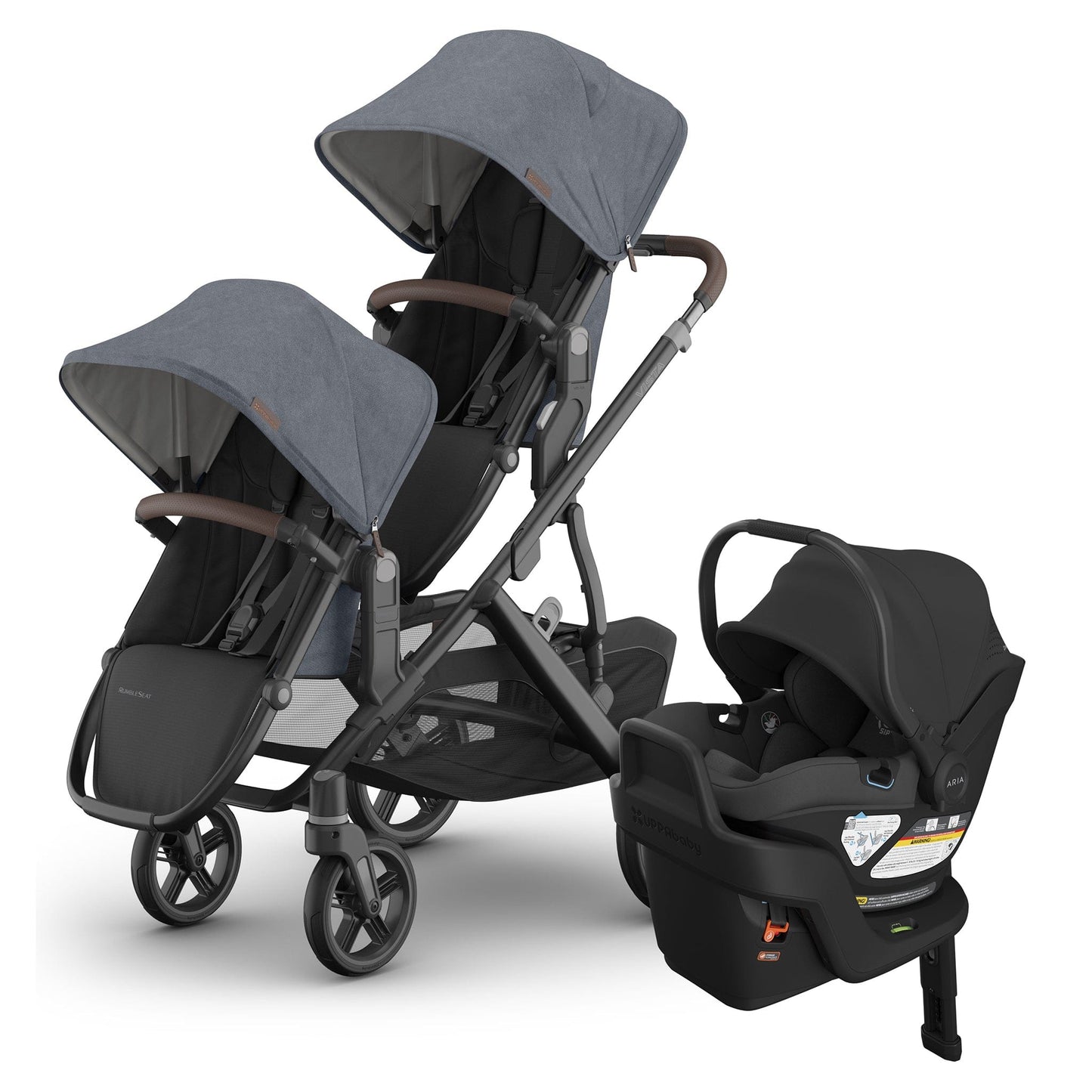 UPPAbaby Vista V3 Double Stroller with RumbleSeat V3 + Aria V2 Travel System Bundle - Julian / Jake - DBL-V3-TRVL-ARIA-V2-0303-VSO-NA-JUL