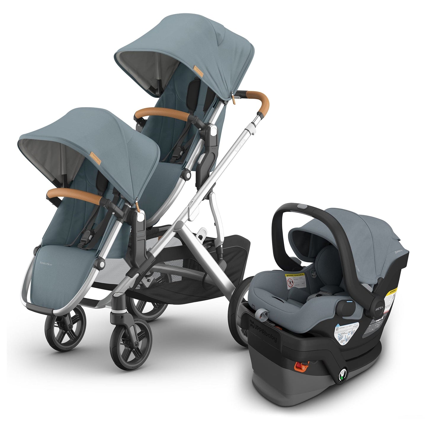 UPPAbaby Vista V3 Double Stroller with RumbleSeat V3 + Mesa V3 Travel System Bundle - Callum / Callum - DBL-V3-TRVL-MESA-V3-0303-VSO-NA-CLM