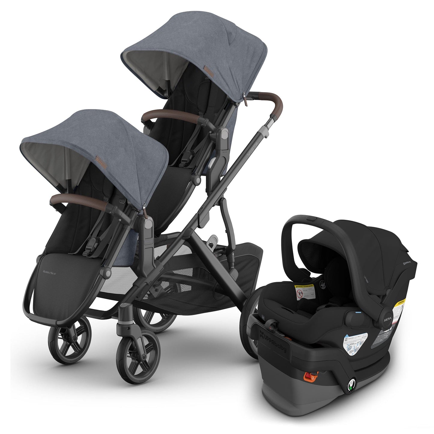UPPAbaby Vista V3 Double Stroller with RumbleSeat V3 + Mesa V3 Travel System Bundle - Julian / Jake - DBL-V3-TRVL-MESA-V3-0303-VSO-NA-JUL