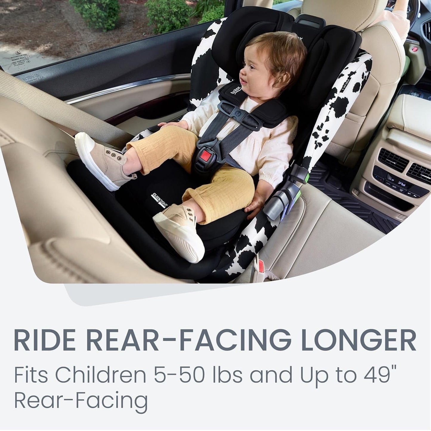Britax Poplar S ClickTight Convertible Car Seat, Slim 17-Inch Design - Cowmooflage