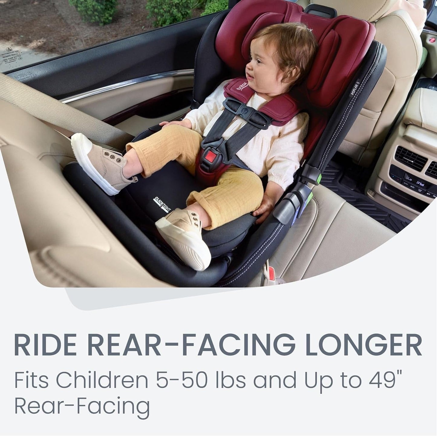 Britax Poplar S ClickTight Convertible Car Seat, Slim 17-Inch Design - Ruby Onyx - E1D234E