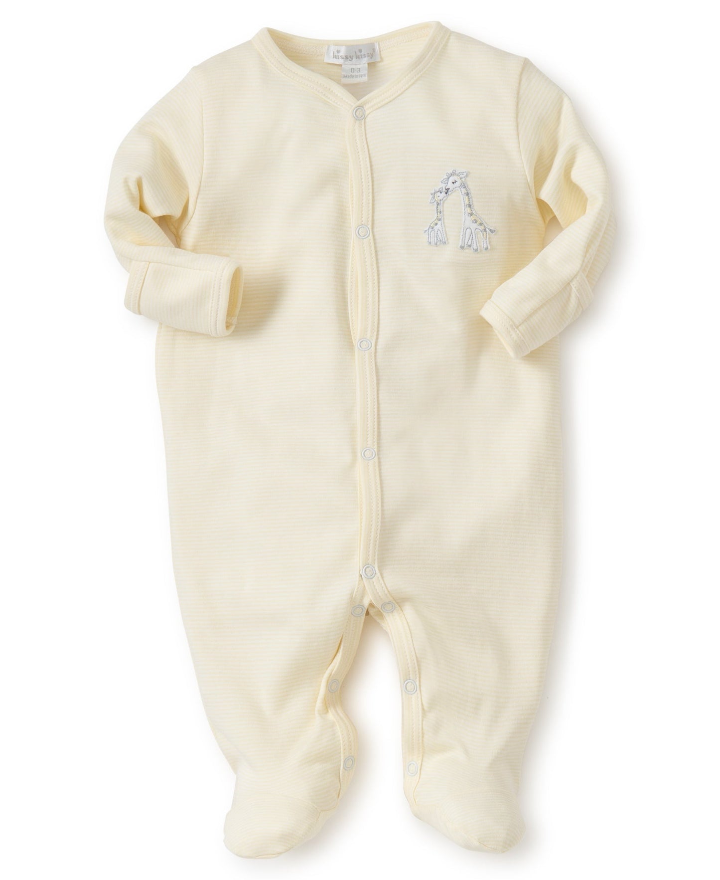 Kissy Kissy Giraffe Generations Stripe Footie - Yellow