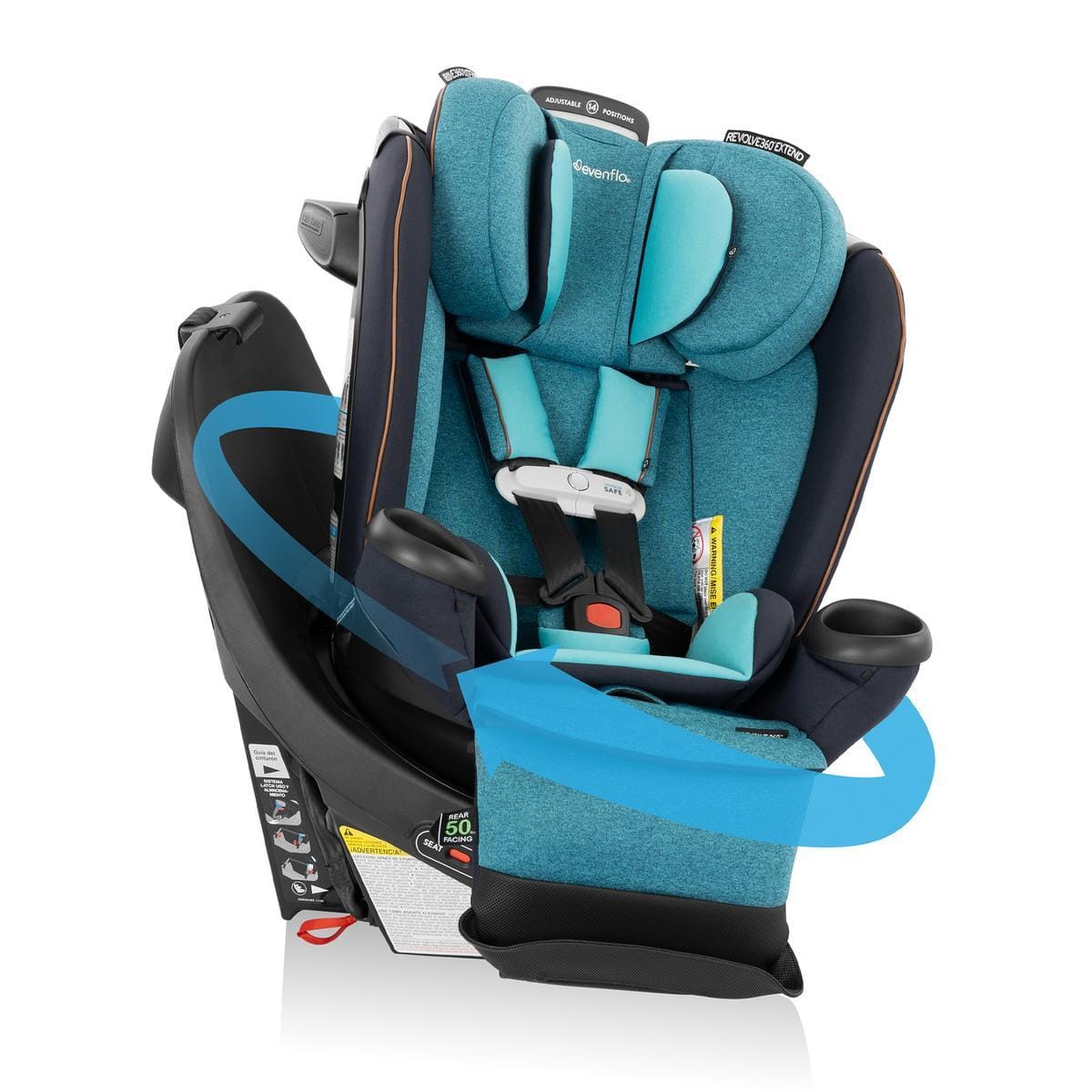 Evenflo GOLD OPEN BOX Revolve360 Extend All-in-One Rotational Convertible Car Seat with SensorSafe - Sapphire - CS360212312-ob