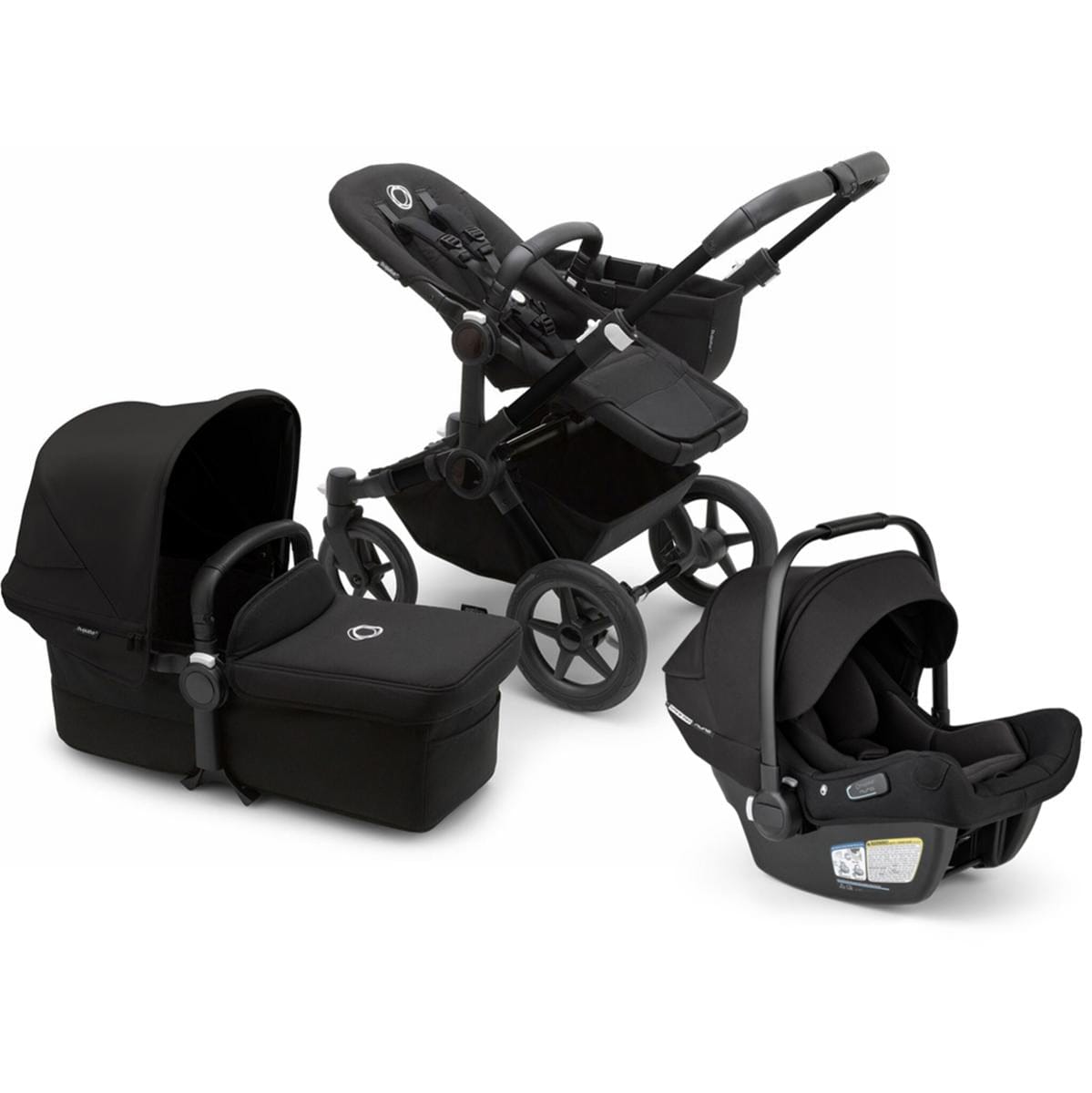Bugaboo Donkey 5 Mono + Turtle Air Shield Travel System Bundle - Black / Midnight Black / Midnight Black / Black - D5-MONO-TS-100000053-TAS-B