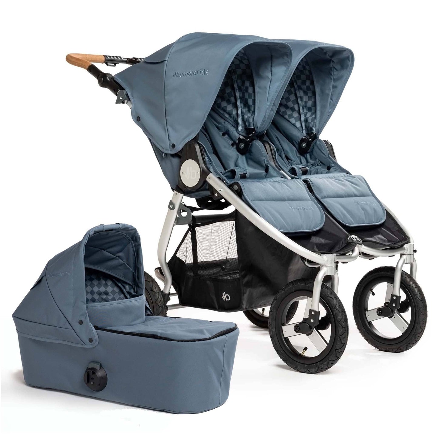 Bumbleride Indie Twin Double Stroller + Bassinet Bundle - Ocean / Ocean - IT-985CN-BTN-82CN
