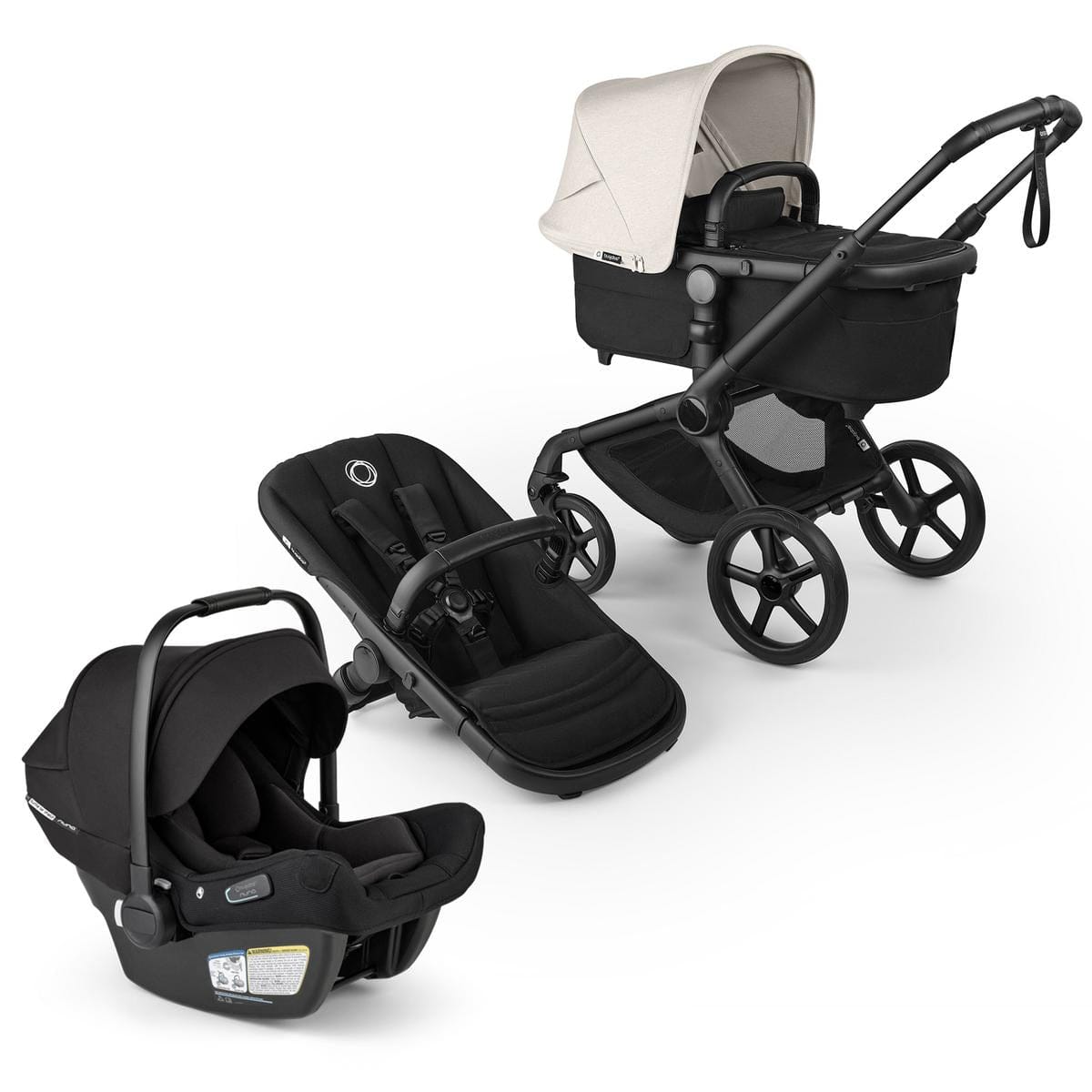 Bugaboo Fox 5 Renew + Turtle Air Shield Travel System Bundle - Black / Heritage Black / Misty White - 100051150-400016001