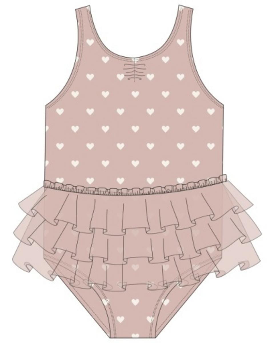 Quincy Mae Rae One-Piece Mauve Hearts - Mauve, 18-24M