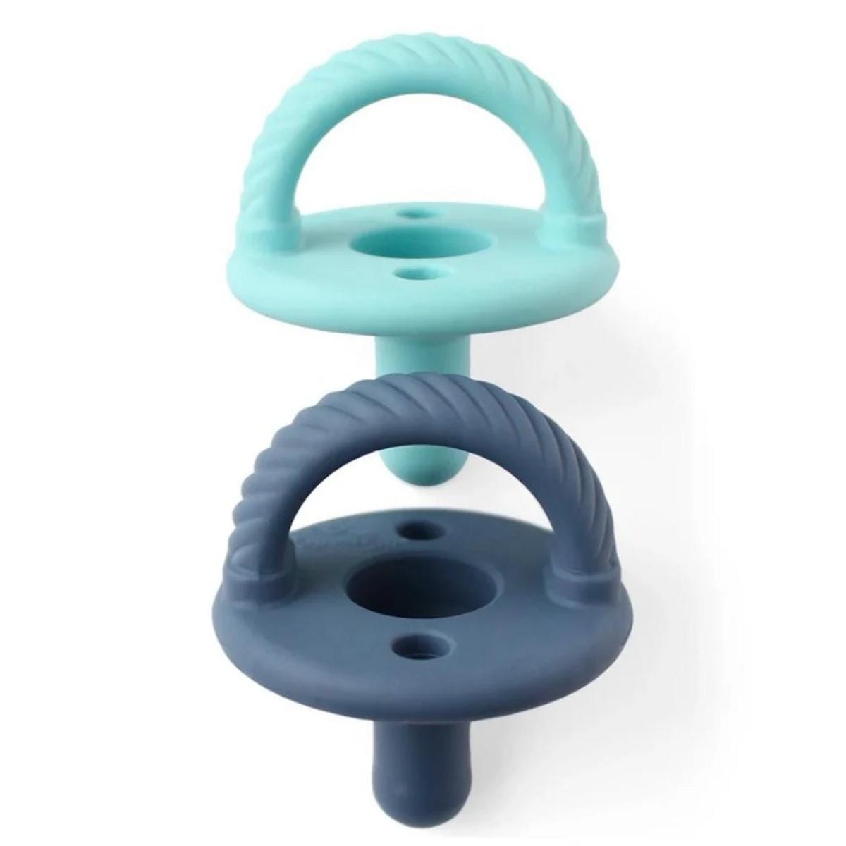 Itzy Ritzy Sweetie Soother 2-Pack Silicone Pacifiers - Nautical Navy & Robin's Egg Cables (0-6 M) - PCFR8431