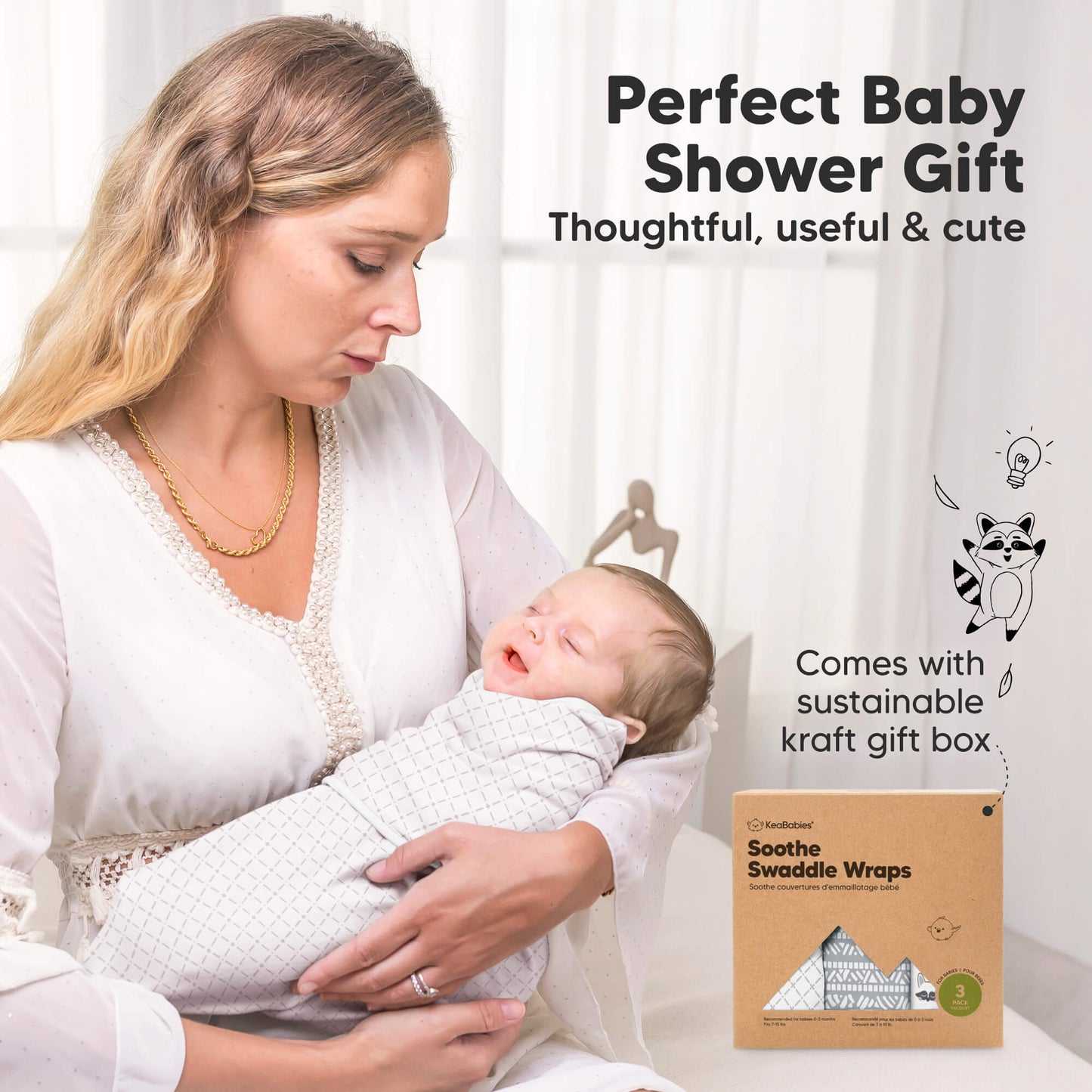KeaBabies Soothe Baby Swaddles 3 Pack - ABC Land Cloud image 11