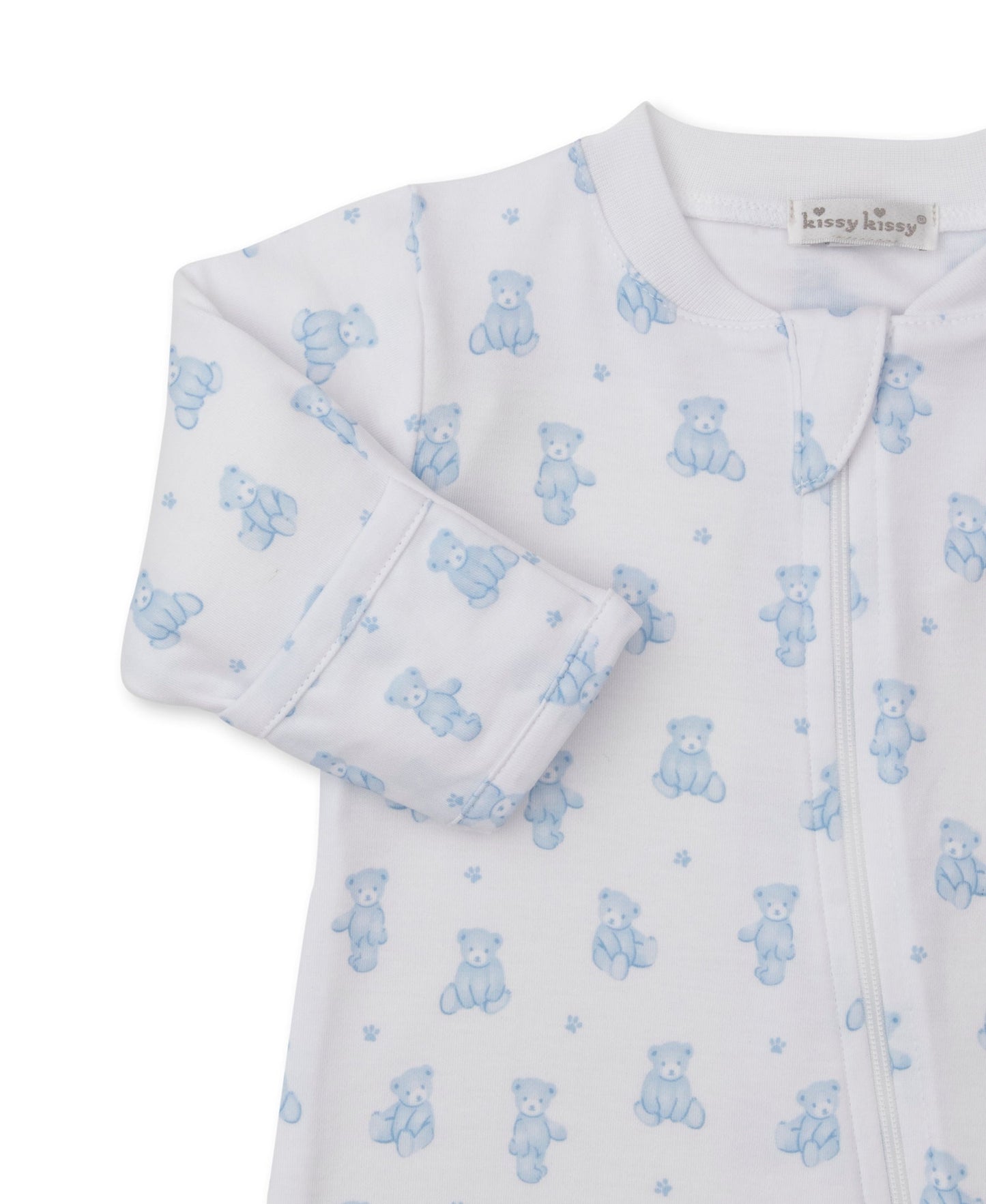 Kissy Kissy Footie w/ Zip - Teddy Bears, Light Blue, 3-6M - Image 2