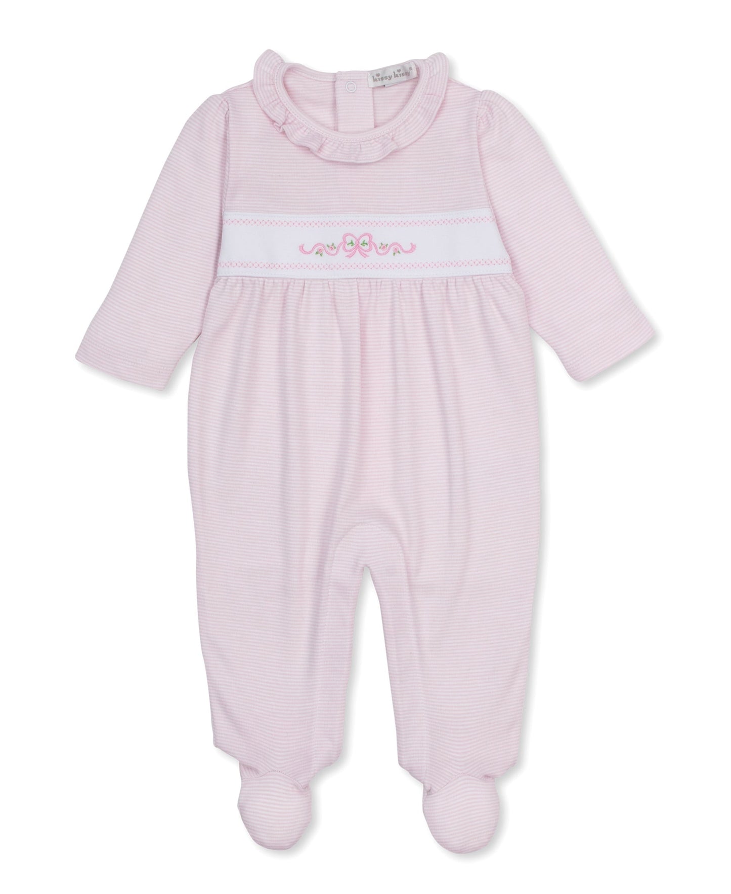 Kissy Kissy Stripe Footie - Classic Treasures Pink, 0-3M