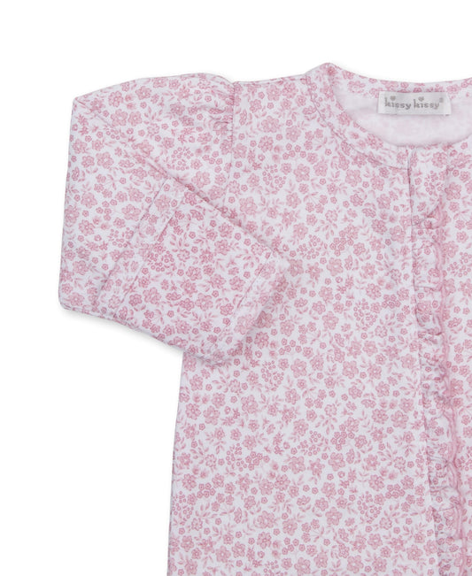 Kissy Kissy Zip Footie - Fall Blooms, 3-6M