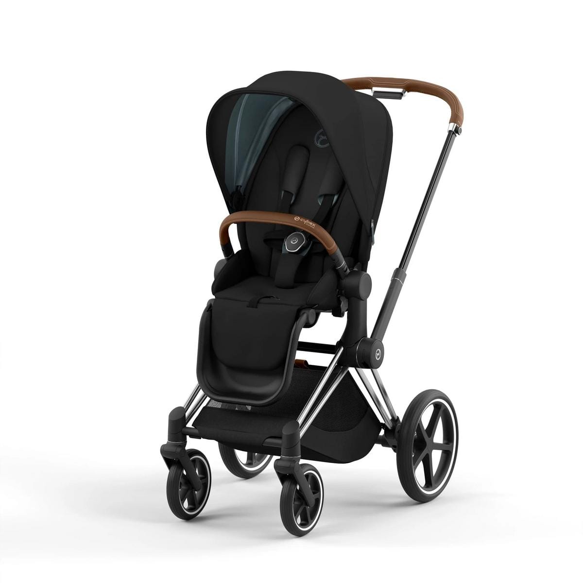 Cybex Priam 4 Stroller Bundle - Chrome / Brown / Deep Black - 521003961-521003933