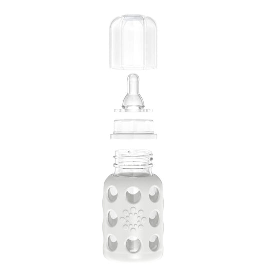 Lifefactory 4oz Glass Baby Bottle with Silicone Sleeve - Stone Gray
