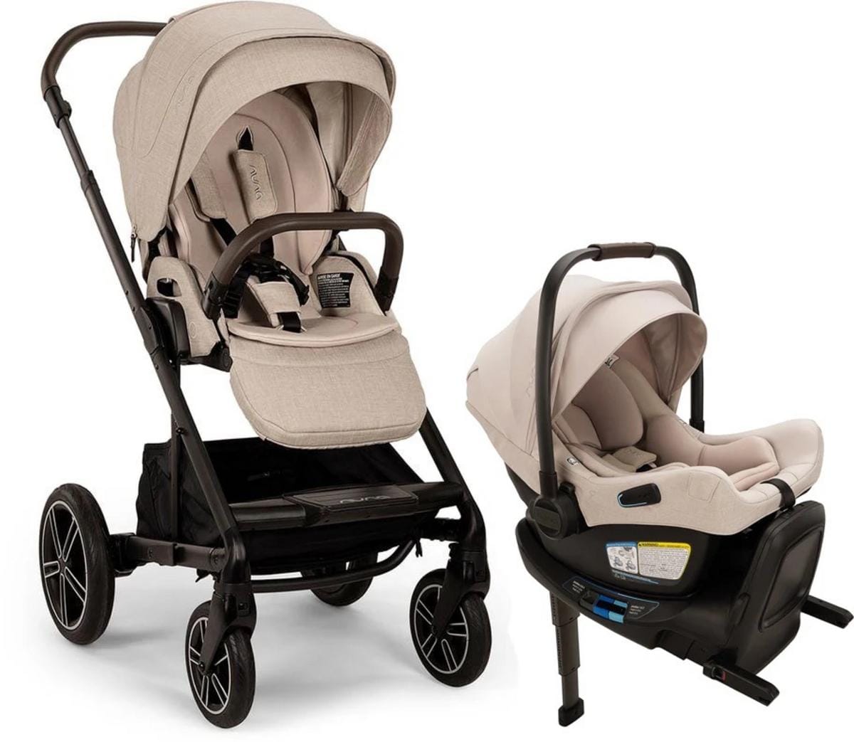 Nuna MIXX Next with Magnetic Buckle + PIPA Aire RX Travel System (One Box) - Biscotti - Z2ST13418BIS