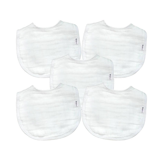 Green Sprouts Organic Cotton Muslin Bibs 5-Pack - White Set