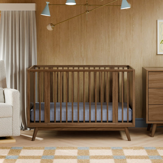 Babyletto Palma 8-in-1 Convertible All-Stages® Crib with Bassinet & Toddler Bed Kits - Natural Walnut