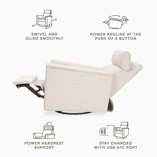 Namesake Willa Plus Electric Glider Recliner w/ Electric Headrest - Performance Ivory Boucle