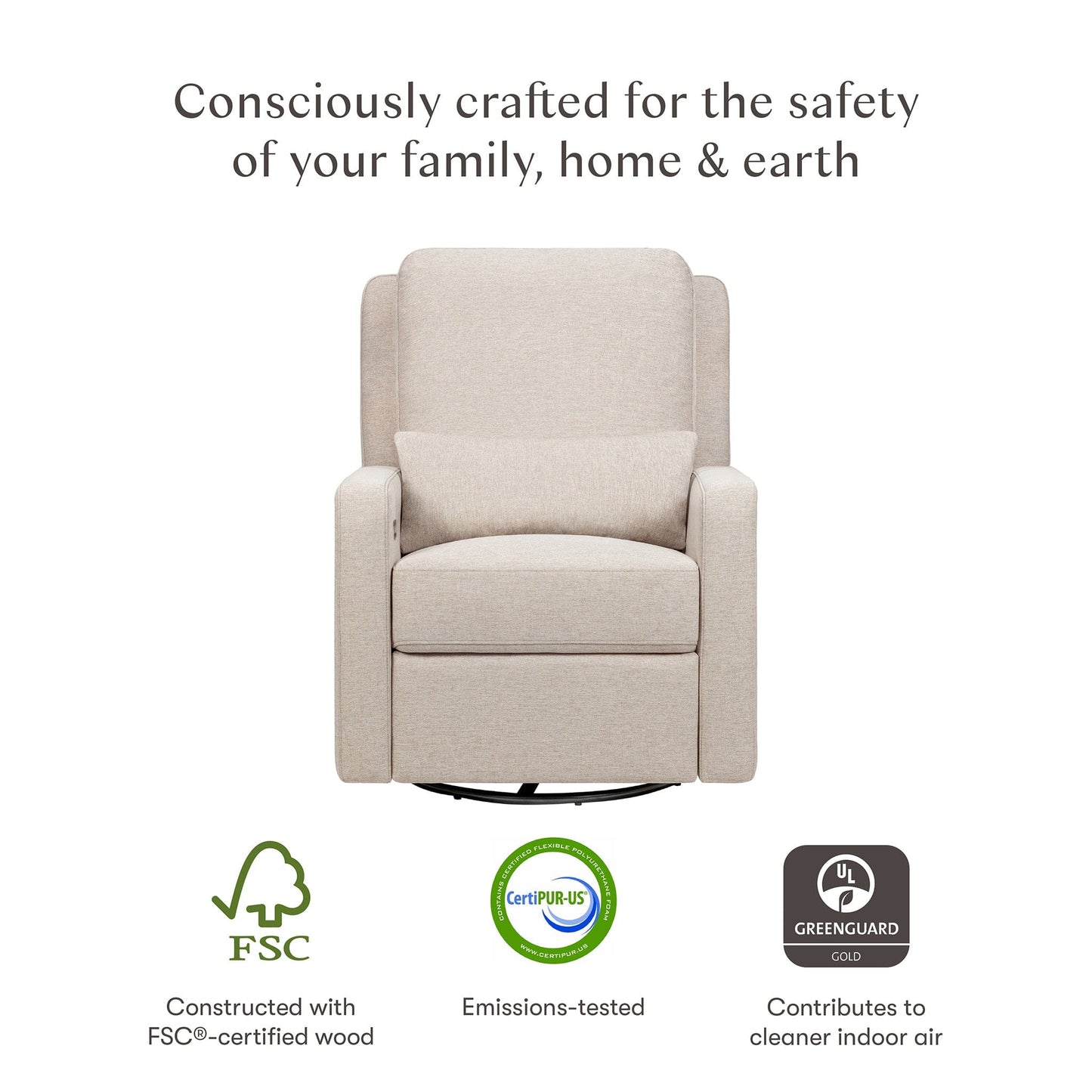 Babyletto Sigi Electronic Recliner and Swivel Glider w/ USB - Performance Beach Eco-Weave - M23085PBEW