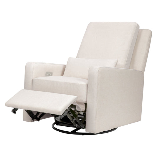 Babyletto Sigi Electronic Recliner and Swivel Glider w/ USB - Performance Cream Eco-Weave - M23085PCMEW