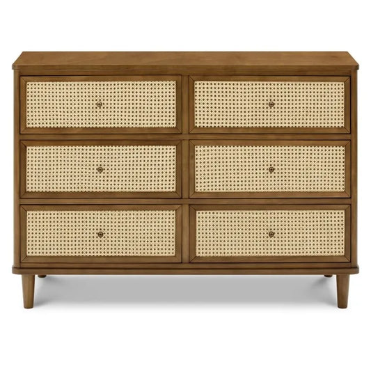 Namesake Marin with Cane 6 Drawer Assembled Dresser - Natural Walnut / Blonde Cane - M23716NLBC