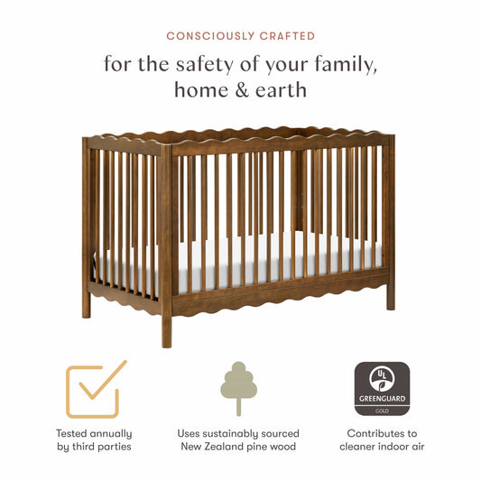 Babyletto Swell 4-in-1 Convertible Crib with Toddler Bed Conversion Kit - Natural Walnut