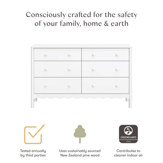 Babyletto Swell 6-Drawer Wide Assembled Dresser (56") - White