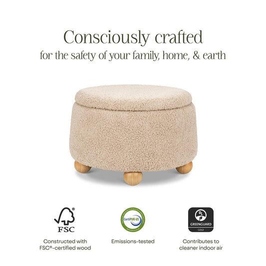 Namesake Tuffet Storage Ottoman - Chai Shearling with Honey Ball Feet - M30985CSGHF