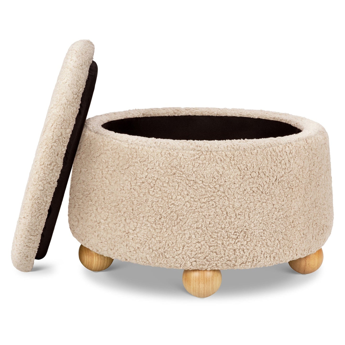 Namesake Tuffet Storage Ottoman - Chai Shearling with Honey Ball Feet - M30985CSGHF