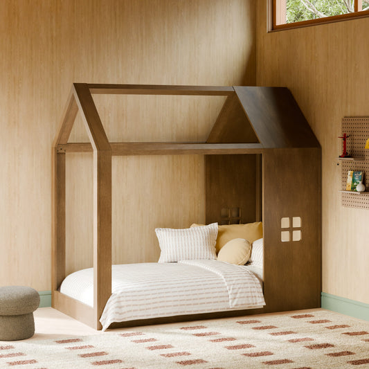 Babyletto Uchi Montessori-Inspired House Twin Bed - Natural Walnut
