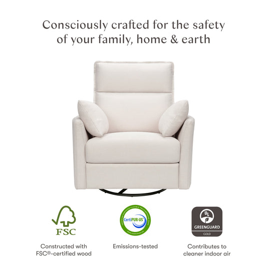 Babyletto Nori Extra Wide Electronic Recliner and Swivel Glider with USB port - Performance Cream Eco-Weave