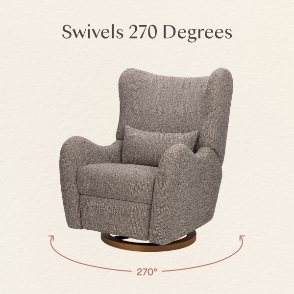 Babyletto swivel glider chair with 270 degree rotation graphic