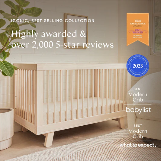 Babyletto Hudson 3-in-1 Convertible Crib with Toddler Bed Conversion Kit - Washed Natural - M4201NX