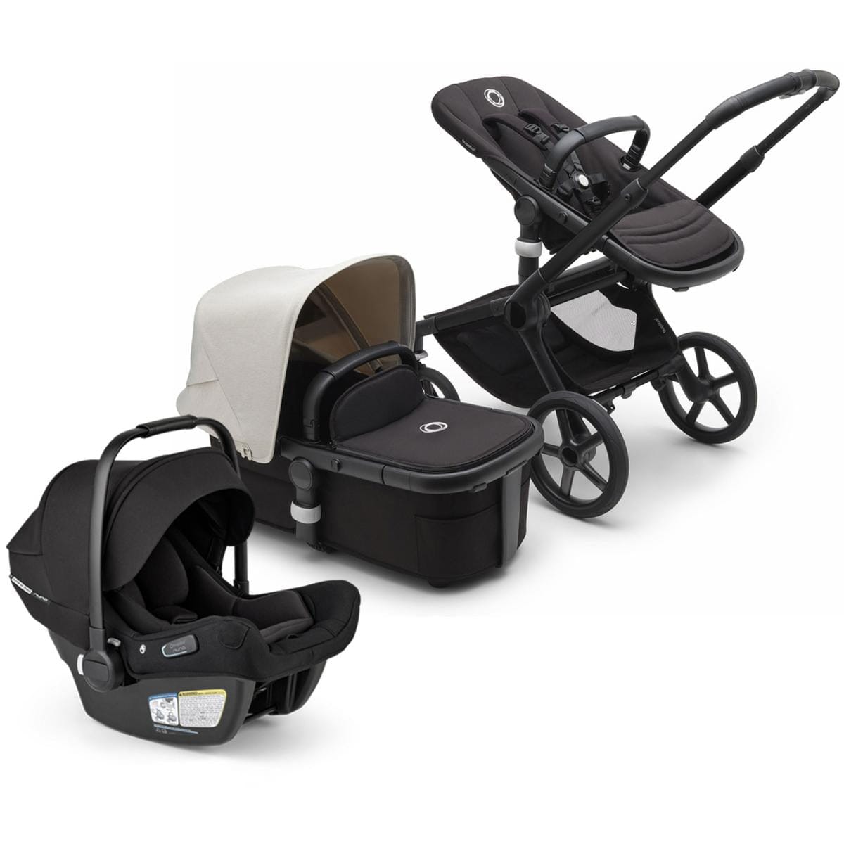 Bugaboo Fox 5 + Turtle Air Shield Travel System Bundle - Black / Midnight Black / Misty White / Black - 100051049-400016001-B