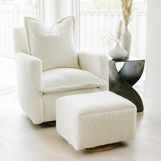 Oilo Small Stationary Rectangle Ottoman With Wood Base - WOOD-OTTO-SC