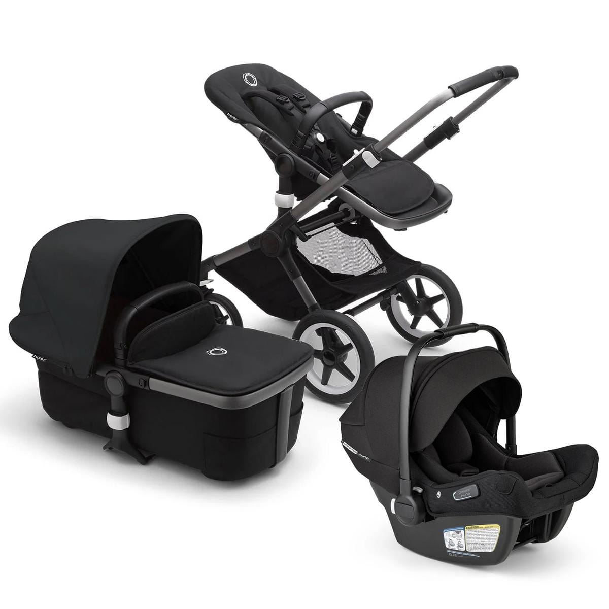 Bugaboo Fox3 Complete Stroller + Turtle Air Shield Travel System Bundle - Graphite / Midnight Black / Midnight Black / Black - 2306010048-2306010060-400016001