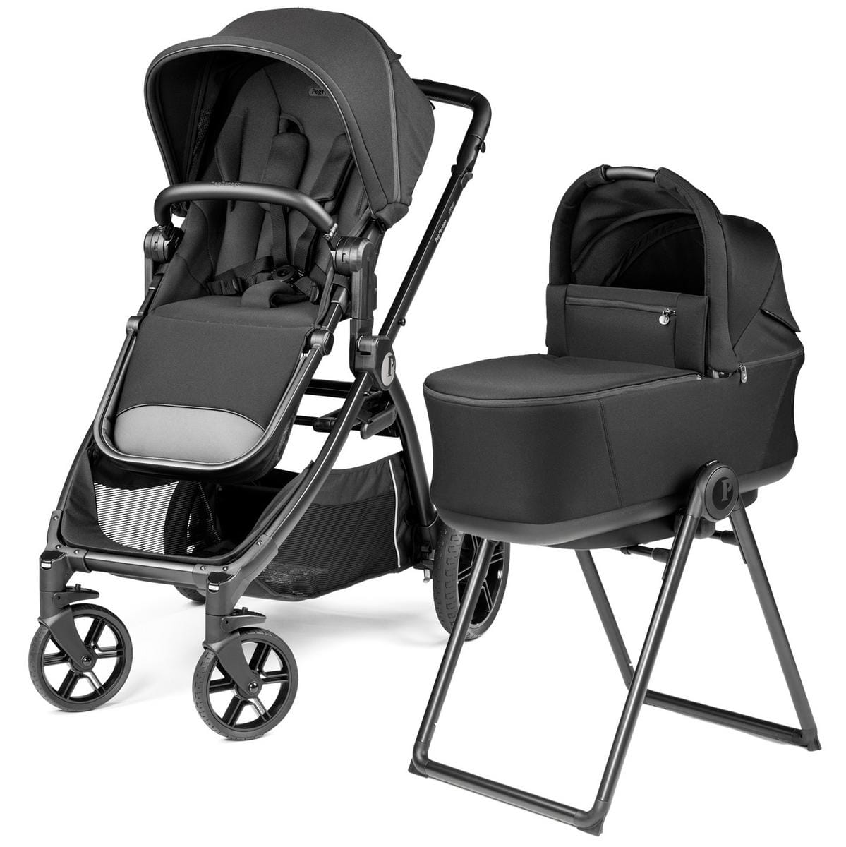 PEG YPSI Single-to-Double Stroller 2025 + Bassinet with Stand By Me Bundle - True Black - IP38000000MO13-IN21000000MO13GU13