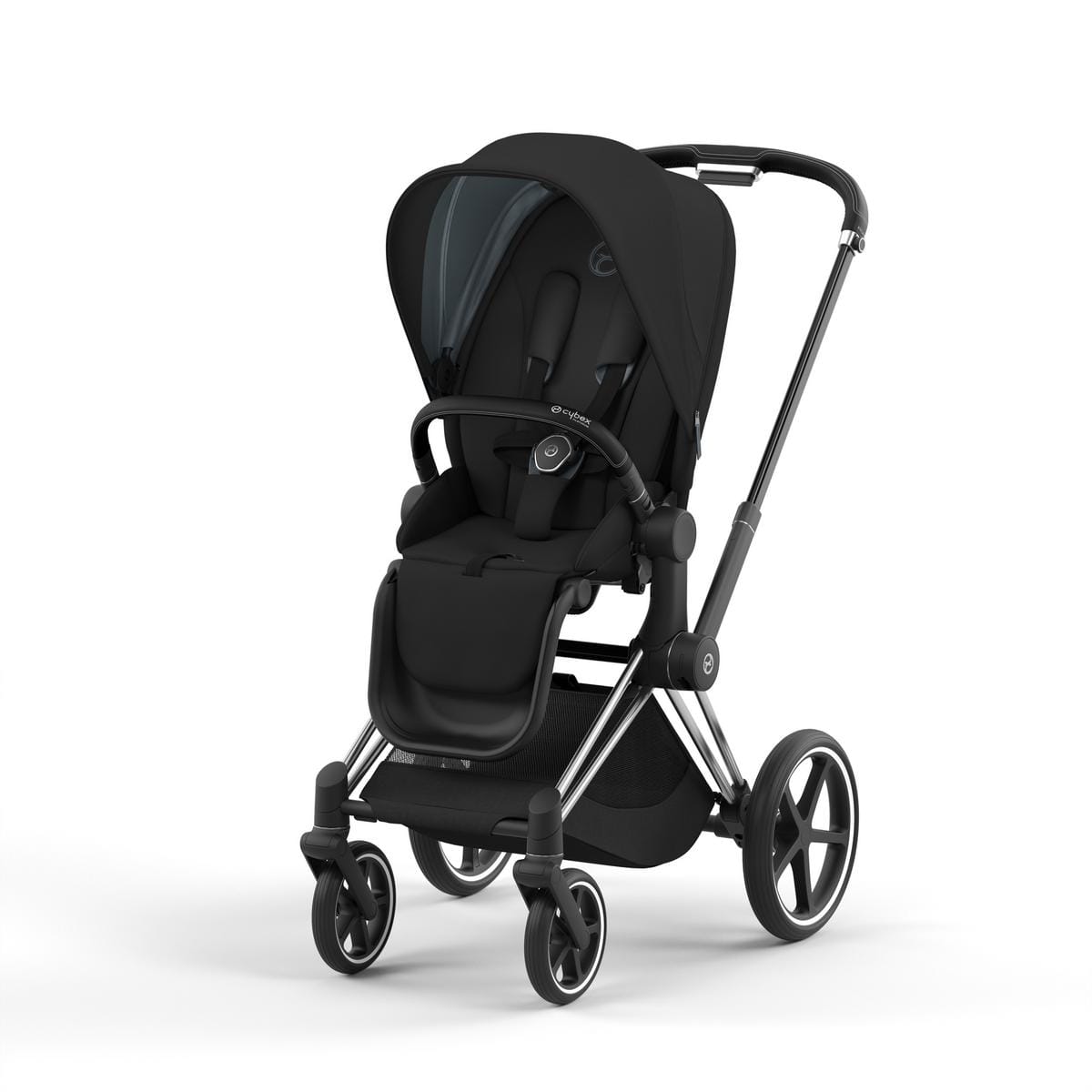 Cybex Priam 4 Stroller Bundle - Chrome / Black / Deep Black - 521003961-521003935