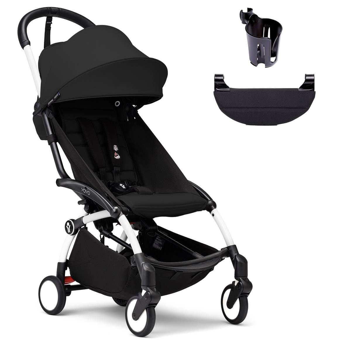 Stokke YOYO3 Ultra Compact 6+ Stroller + Essentials Bundle - White / Black - 654200-655101-646701