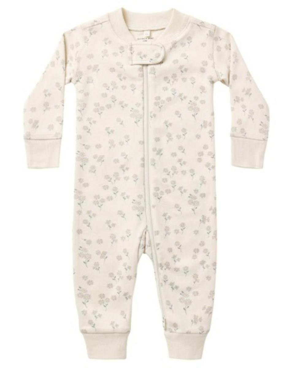 Quincy Mae Zip Long Sleeve Sleeper Daisy - Natural, 6-12M