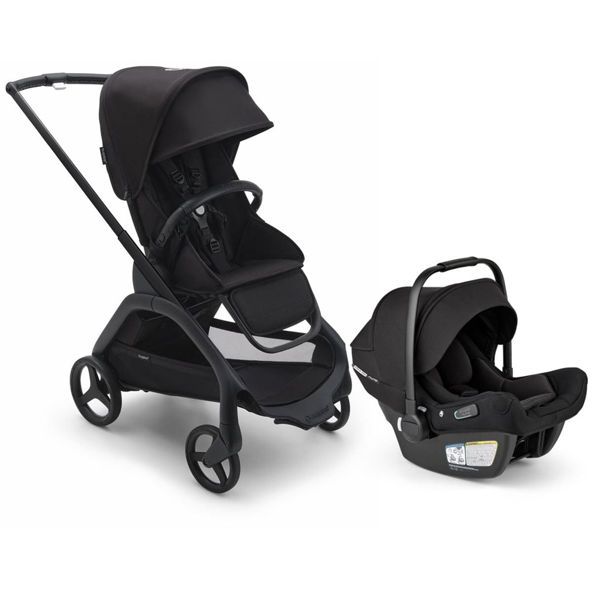 Bugaboo Dragonfly Stroller + Turtle Air Shield Travel System Bundle - Black / Midnight Black / Midnight Black / Black - 100176036-400016001-B
