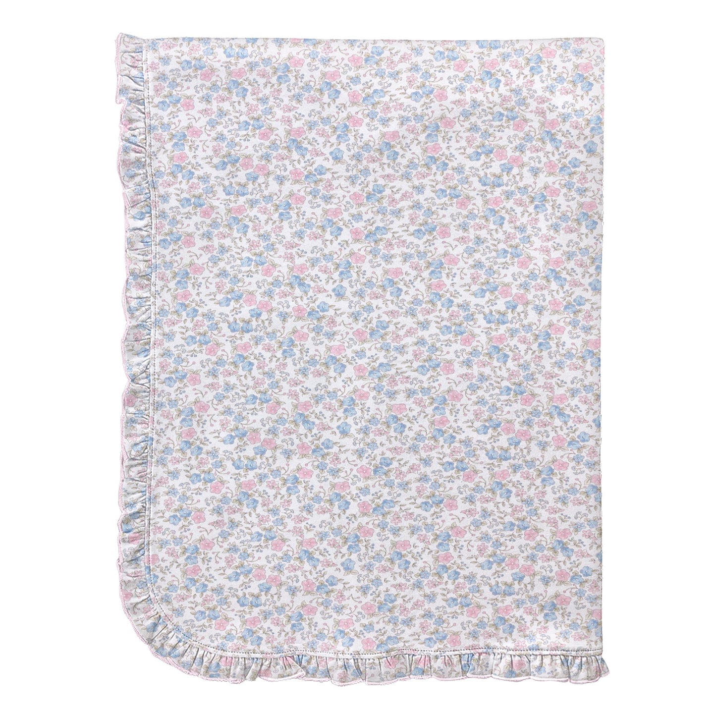 Baby Club Chic Tiny Soft Floral Printed Pima Blanket with Ruffle 30 X 28.5