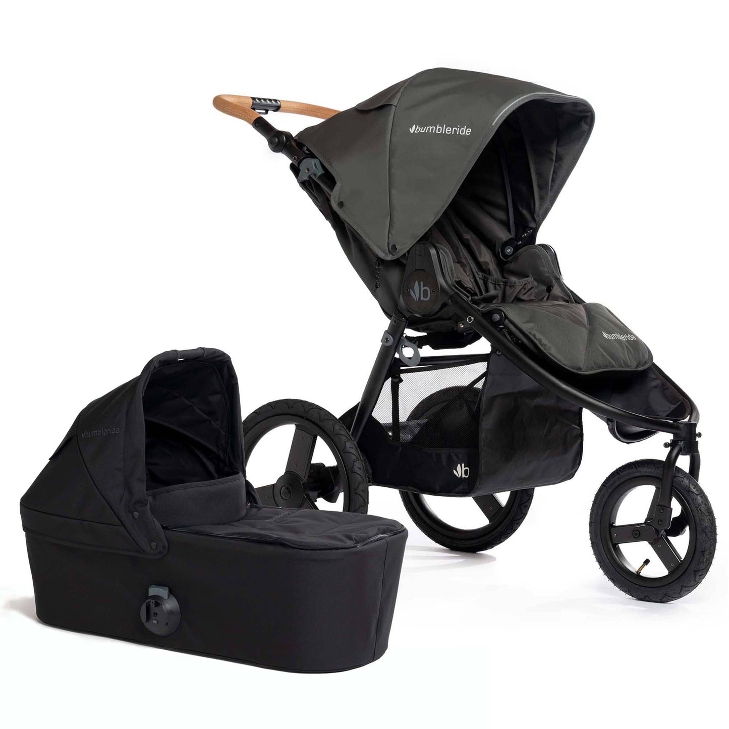 Bumbleride Speed Jogging Stroller + Bassinet Bundle - Storm / Black - SP-395ST-BAS-63LC