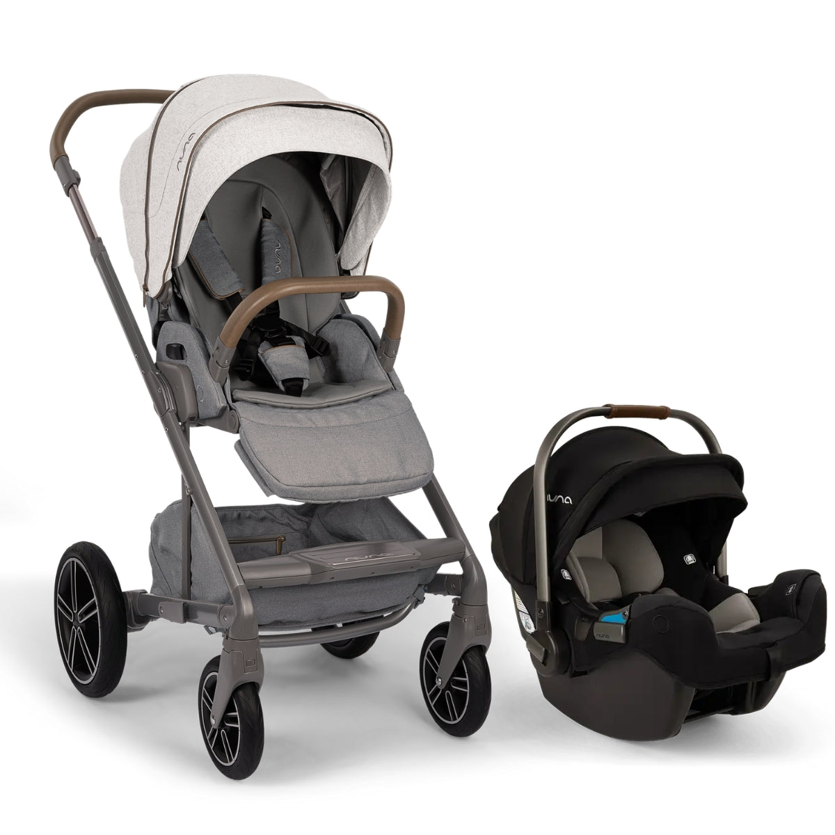Nuna MIXX Next w/ Magnetic Buckle + Pipa RX Travel System - Curated / Caviar Cognac