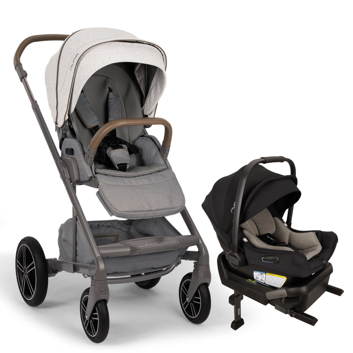 Nuna MIXX Next w/ Magnetic Buckle + Pipa Aire Travel System - Curated / Caviar Chocolate