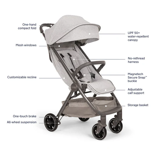 Nuna TRVL Self-Folding Compact Stroller - Sterling - ST15722STL