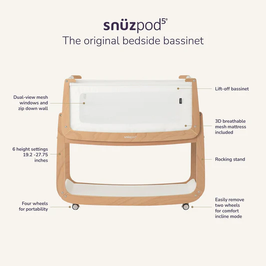 Snuz SnuzPod 5 Bedside Bassinet - Walnut