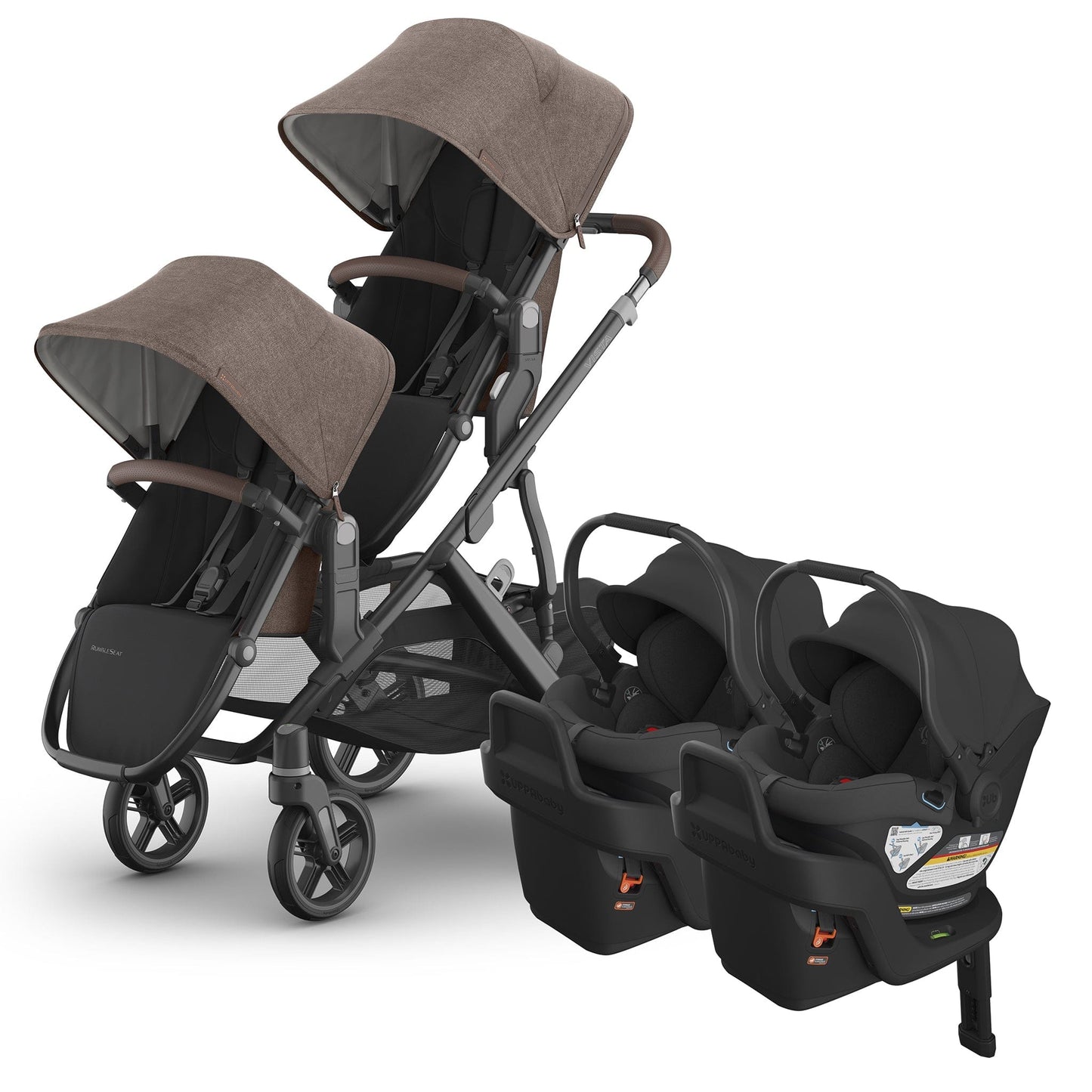UPPAbaby Vista V3 Twin Stroller with RumbleSeat V3 + Aria Travel System Bundle - Owen / Jake - TWIN-V3-TRVL-ARIA-0303-VSO-NA-OWN